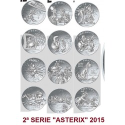 . 12 monedas x FRANCIA 10 EUROS 2015 ASTERIX Comic Dibujos PLATA 2ª SERIE COMPLETA SC France SI CÁPSULAS
