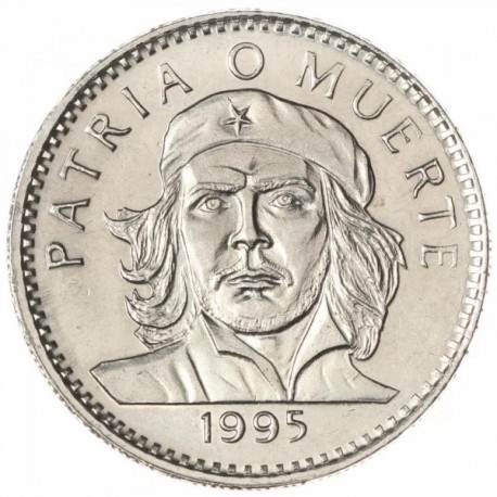 CUBA 3 PESOS 1995 ERNESTO CHE GUEVARA PATRIA o MUERTE KM.346A MONEDA DE NICKEL SC + IMPERFECCIONES R/3