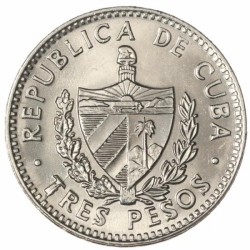 CUBA 3 PESOS 1995 ERNESTO CHE GUEVARA PATRIA o MUERTE KM.346A MONEDA DE NICKEL SC + IMPERFECCIONES