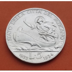 VATICANO 5 LIRAS 1933 1934 Año JUBILEE PAPA PIO XI SAN PEDRO EN BARCA KM.17 MONEDA DE PLATA EBC 5 Lire silver coin PIUS XI