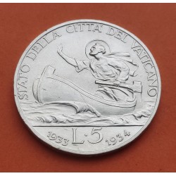 ..VATICANO 5 LIRAS 1940 PIUS XII BARCA PLATA SC SILVER UNC LIRE