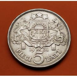 LETONIA 5 LATI 1931 DAMA ESLAVA KM.9 MONEDA DE PLATA EBC- 0,67 ONZAS @PUNTITO@ Latvia Latvijas Republik silver