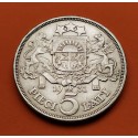 LETONIA 5 LATI 1931 DAMA ESLAVA KM.9 MONEDA DE PLATA EBC- 0,67 ONZAS @PUNTITO@ Latvia Latvijas Republik silver