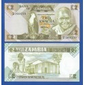 ZAMBIA 2 KWACHA 1980 AGUILA, PRESIDENTE y ESCUELA Pick 24C BILLETE SC Africa UNC BANKNOTE