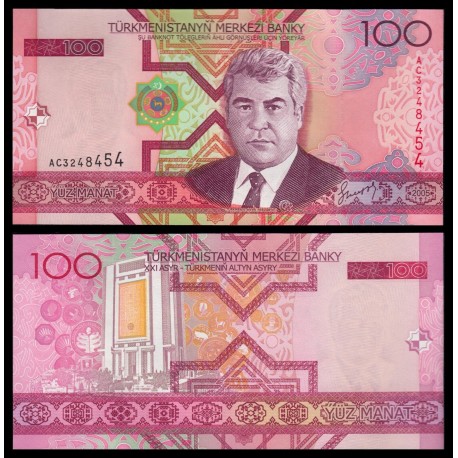 TURKMENISTAN 100 MANAT 2005 PRESIDENTE y TEMPLO ANTIGUO Pick 9 BILLETE SC Ex-Rusia UNC BANKNOTE