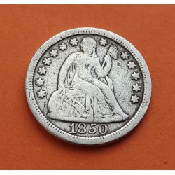 ESTADOS UNIDOS 10 CENTAVOS DIME 1856 SEATED LIBERTY PLATA SILVER