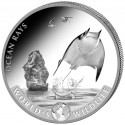 . 1 acoin CONGO 20 FRANCOS 2023 RAYA MARINA World's Wildlife 5ª MONEDA DE PLATA ONZA OZ cápsula