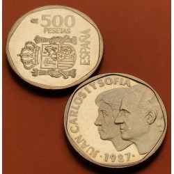 @PROOF y 1º AÑO DE EMISIÓN@ ESPAÑA 500 PESETAS 1987 REY JUAN CARLOS I y SOFIA 924 MONEDA DE ESTUCHE