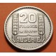 ARGELIA 20 FRANCOS 1949 ALEGORÍA y ESCUDO CON VALOR KM.91 MONEDA DE NICKEL MBC+ Algeria Algerie R/2