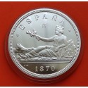 1,30 ONZAS x MEDALLA FNMT HISTORIA DE LA PESETA ESPAÑA 5 PESETAS 1870 DAMA GOBIERNO PROVISIONAL PLATA 44 gramos 925 milésimas