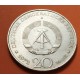 ALEMANIA DEMOCRATICA 20 MARCOS 1972 A WILHELM PIECK KM.42 MONEDA DE NICKEL MBC Germany DDR RDA 20 Marks R/2