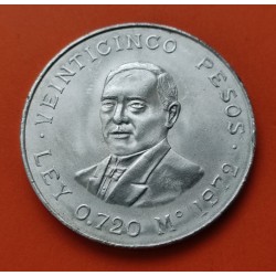 0,52 ONZAS x MEXICO 25 PESOS 1972 BENITO JUAREZ KM.480 MONEDA DE PLATA EBC- Estados Unidos Mexicanos silver coin R/2