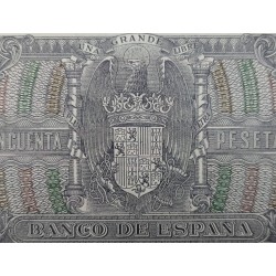@RARO@ ESPAÑA 50 PESETAS 1940 MENENDEZ PELAYO Serie C 0836422 Pick 141 BILLETE EBC/SC- Spain banknore