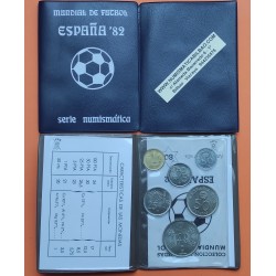 . 6 monedas x ESPAÑA CARTERA 1980 * 80 : 50 Centimos y 1+5+25+50+100 PESETAS MUNDIAL DE FUTBOL SET NO OFICIAL Color AZÚL