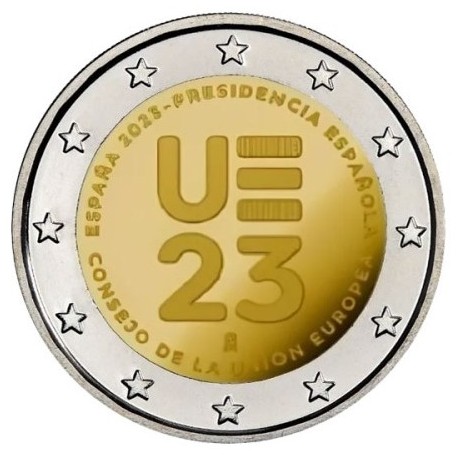 . 1 acoin ESPAÑA 2 EUROS 2023 PRESIDENCIA DE LA UNIÓN EUROPEA SC MONEDA CONMEMORATIVA