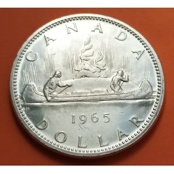CANADA 1 DOLAR 1965 INDIOS EN CANOA KM.64.1 MONEDA DE PLATA EBC @RAYITAS@ $1 Dollar silver coin R/2
