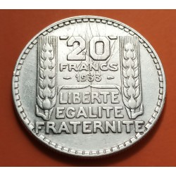 FRANCIA 20 FRANCOS 1933 DAMA Ceca de Paris KM.879 MONEDA DE PLATA MBC+ 0,44 ONZAS France 20 francs silver