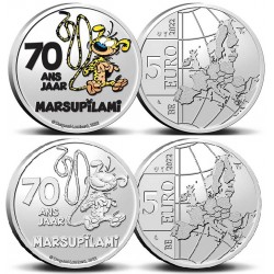 . @TIRADA 7,500@ BELGICA 5 EUROS 2022 MARSUPILAMI personaje del comic SPIROU SI COLOR MONEDA DE NICKEL Belgium Coincard