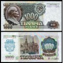 1 billete x RUSIA 1000 RUBLOS 1992 VLADIMIR LENIN Pick 250 SC Russia CEI UNC BANKNOTE Roubles Rubel