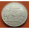 MEXICO 100 PESOS 1985 COPA MUNDIAL DE FUTBOL BALON y ARTE AZTECA KM.499 MONEDA DE PLATA SC Mejico silver 1 ONZA Ley 720