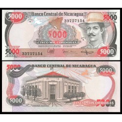 NICARAGUA 5000 CORDOBAS 1985 BENJAMIN CELEDON y ASAMBLEA NACIONAL Pick 146 BILLETE SC UNC BANKNOTE