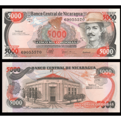 NICARAGUA 5000 CORDOBAS 1985 BENJAMIN CELEDON y ASAMBLEA NACIONAL @VER FIRMAS@ Pick 157 BILLETE SC