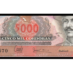 NICARAGUA 5000 CORDOBAS 1985 BENJAMIN CELEDON y ASAMBLEA NACIONAL @VER FIRMAS@ Pick 157 BILLETE SC