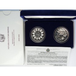 SAN MARINO 5 EUROS 2002 + 10 EUROS 2002 BIENVENIDA AL EURO 2 MONEDAS DE PLATA PROOF ESTUCHE CERTIF. PLATA