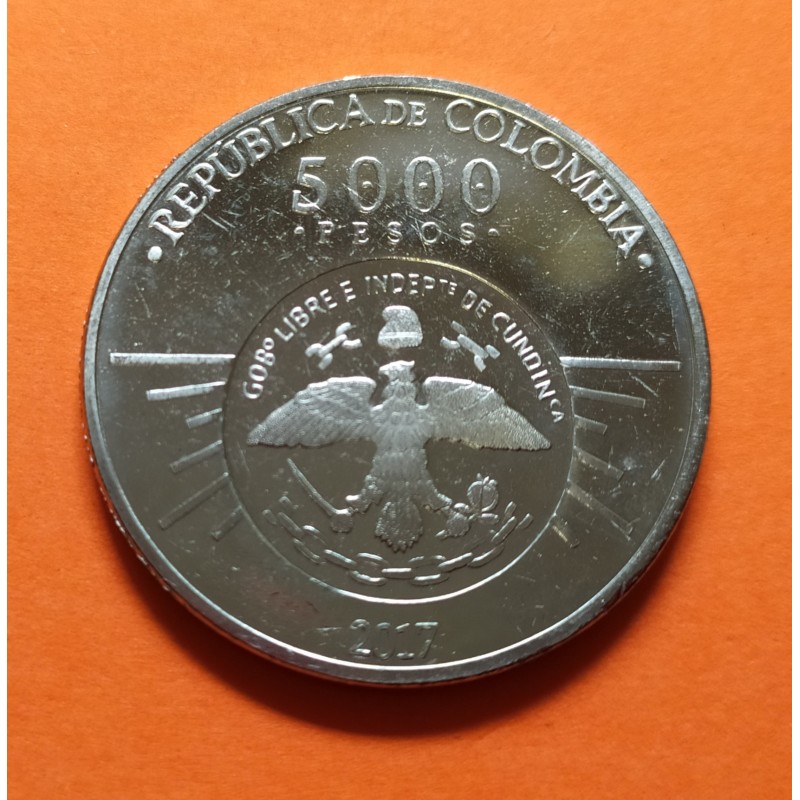 COLOMBIA 5000 PESOS 2017 INDEPENDENCIA DE CUNDINAMARCA A.NARIÑO KM.301 MONEDA DE NICKEL SC Imperfecciones