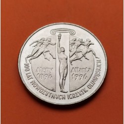 POLONIA 2 ZLOTY 1995 OLIMPIADA DE ATLANTA 1996 ATLETAS KM.300 MONEDA DE NICKEL SC Poland 2 Zlotych Zl Zlote