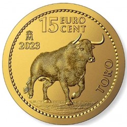 . 1 aacoin ESPAÑA 15 EURO CENT 2023 TORO 1/10 ONZA (3,11 gramos) MONEDA DE ORO PURO 999,9 SC Céntimos FNMT cápsula