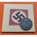 @RARA@ ALEMANIA 2 REICHSPFENNIG 1936 F AGUILA SOBRE ESVASTICA NAZI KM.90 MONEDA DE BRONCE Germany III REICH R/1