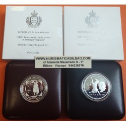 2 monedas x SAN MARINO 5 EUROS 2012 AMERICO VESPUCCIO + 10 EUROS 2012 ALIGI SASSU PLATA PROOF ESTUCHE