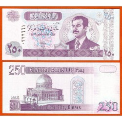 IRAK 250 DINARES 2002 SADAM HUSSEIN y ROCK DOME EN JERUSALEN Pick 88 BILLETE SC Iraq 250 Dinar UNC BANKNOTE