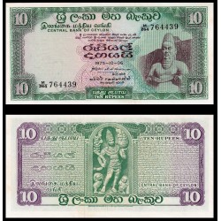 CEYLON 10 RUPIAS 1975 ESTATUAS RELIGIOSAS Pick 74C BILLETE SC UNC BANKNOTE Sri Lanka 10 Rupees