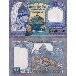 NEPAL 1 RUPIA 1987 MONTAÑA y CERVATILLOS Pick 29 BILLETE SC 1 Rupee UNC BANKNOTE