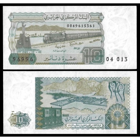 ARGELIA 10 DINARES 1983 TREN DEL DESIERTO y FABRICA Pick 132 BILLETE SC Algeria Algerie 10 Dinars UNC BANKNOTE