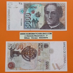 ESPAÑA 5000 PESETAS 1992 CRISTOBAL COLON JUAN CARLOS I Pick 165 SIN SERIE 88853... BILLETE SIN CIRCULAR SC Spain UNC BANKNOTE