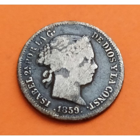 ESPAÑA Reina Isabel II 1 REAL 1859 Ceca de MADRID KM.606.6 MONEDA DE PLATA MUY CIRCULADA y RAYITAS R/3