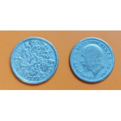 INGLATERRA 6 PENIQUES 1929 REY JORGE V KM.815A MONEDA DE PLATA BC- UK Silver 6 Pence King GEORGIVS V