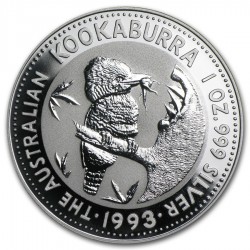 AUSTRALIA 1 DOLAR 1993 KOOKABURRA MONEDA DE PLATA PURA SC $1 Dollar Coin ONZA OZ OUNCE