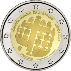 . 1 acoin PORTUGAL 2 EUROS 2023 JORNADA MUNDIAL DE LA JUVENTUD SC 1ª MONEDA CONMEMORATIVA Euro coin
