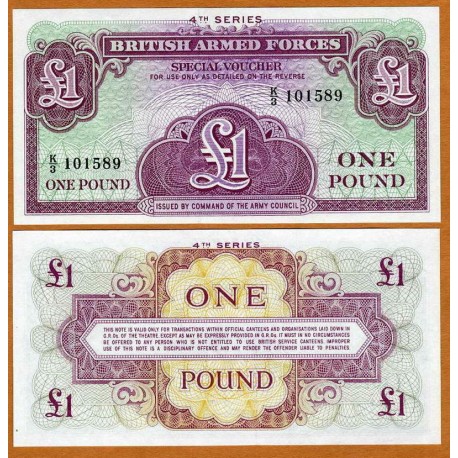 INGLATERRA 1 LIBRA 1960 BRITISH ARMED FORCES 4th Serie Pick M36 BILLETE SC UK 1 POUND UNC BANKNOTE