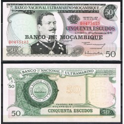 MOZAMBIQUE 50 ESCUDOS 1970 resello de 1976 JOAO DE AZEBEDO y BARCO Pick 116 BILLETE SC Mocambique UNC BANKNOTE