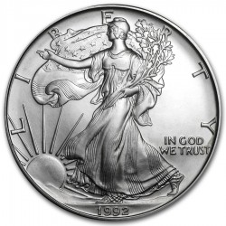 ESTADOS UNIDOS 1 DOLAR 1992 EAGLE LIBERTY MONEDA DE PLATA PURA SC $1 Dollar Coin USA UNITED STATES ONZA OZ OUNCE