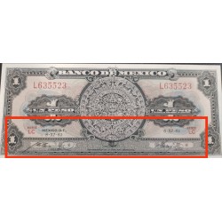 MEXICO 1 PESO 1961 CALENDARIO AZTECA y COLUMNA DE LA VICTORIA Serie LC Pick 59H BILLETE SC Mejico UNC BANKNOTE