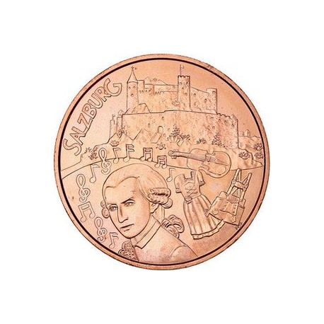 ....OSTERREICH 10€ EUROS 2014 MOZART SALZBURGO COPPER COIN UNC