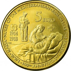 .....5€ EUROS 2014 MALTA I GUERRA MUNDIAL MONEDA SIN CIRCULAR