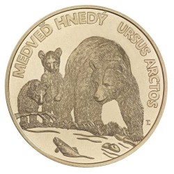 . 1 acoin 5ª moneda x ESLOVAQUIA 5 EUROS 2023 OSO y SUS CRÍAS Fauna LATON SC Slovakia BEAR