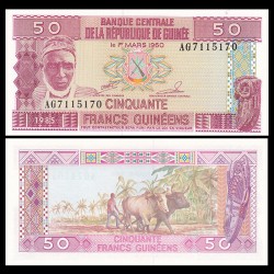 GUINEA 50 FRANCOS 1985 NATIVA y BUEYES ARANDO Pick 29A BILLETE SC Guinee Africa 50 Francs UNC BANKNOTE